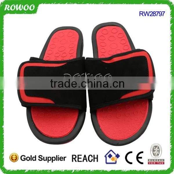 Red Leather Mens PU Leather Slide Sandals photo-2