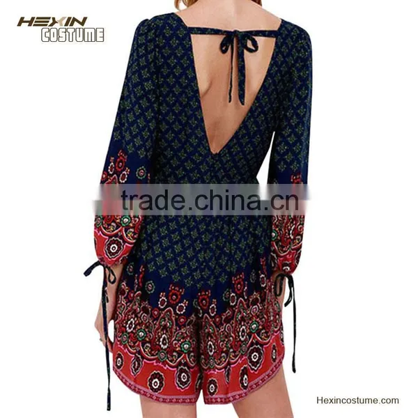 Deep V Neck Chiffon Black and Red Jumpsuit Women photo-2