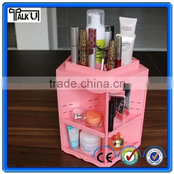 Beautiful Lady Rotatable Pink Counter Clear Acrylic Make up Organizer With Dividers, Custom Lipstick Holder Make up Organizer photo-6
