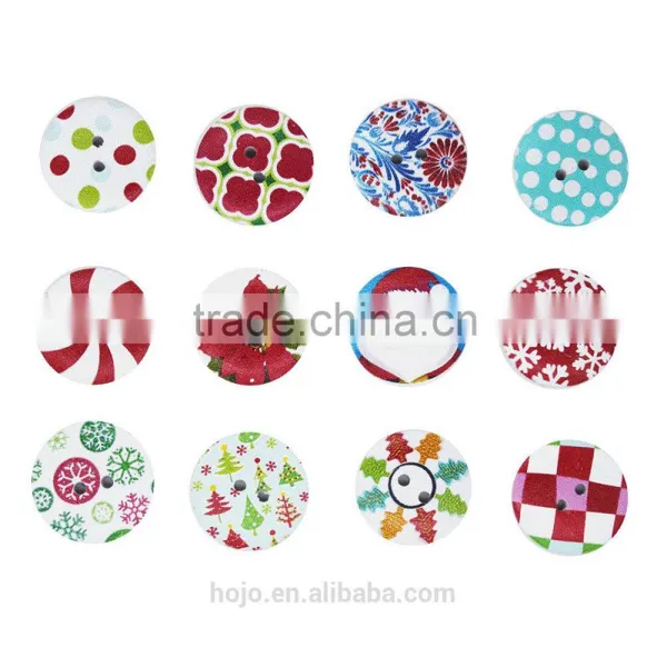 Sewing 2 Holes 2.5cm Round Red Flowers Button for Fabric photo-3