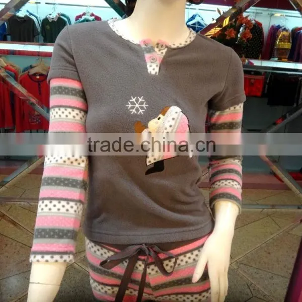 Cute Girl Draw String Pants Color Blocking Pajamas Women photo-6