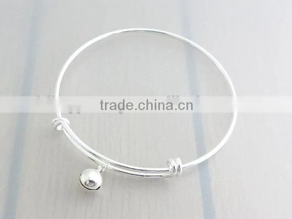 Custom Adjustable Silver Bell Charm Bangle Bracelet photo-2
