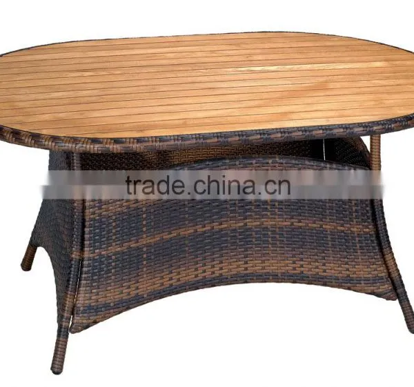 Synthetic Rattan Furniture Dining Set Includes Six Chairs and Dining Table With Teak Wood Table Top photo-4