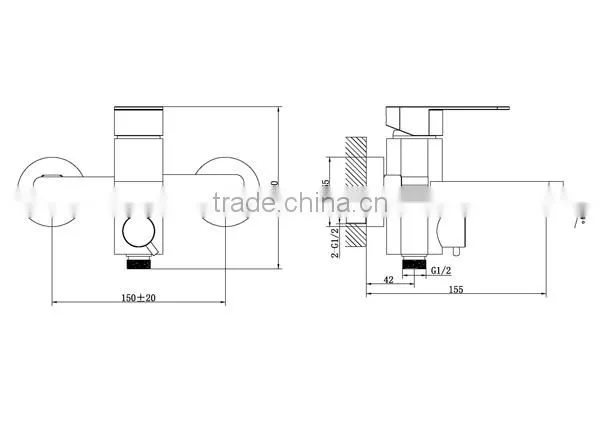 2 Hole Chrome Brass Hot and Cold Waterfall Shower Faucet 18 3101 photo-2