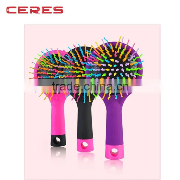 Abundant Hair & Antistatic Detangling Comb Eyecandy Rainbow Wave Curly Plastic Hair Brush photo-2