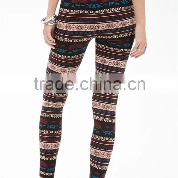 2016 Autumn Fashion Ethic Stylish Print Slim Stripes Workout Fittness Leggings for Women Pencil Pants photo-4