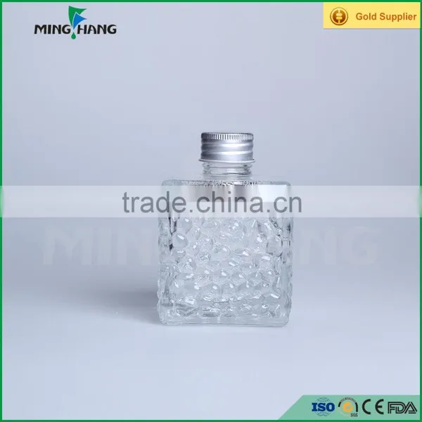 Square reed diffuser glass bottle aroma diffuser bottle with lid