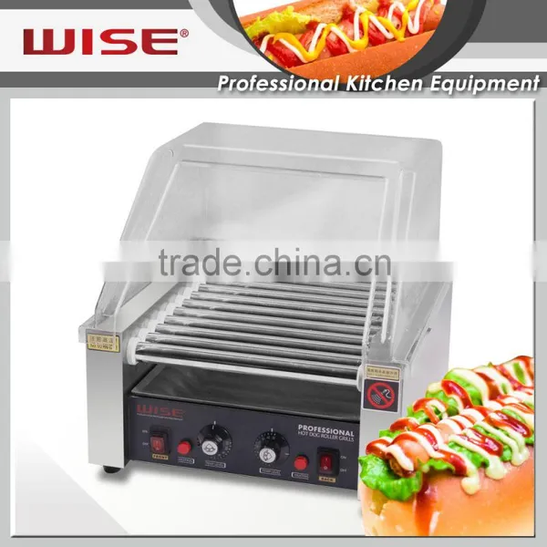 WISE Commercial 11 Rolls Electric Stainless Steel Hot Dog Roller Grill With Sneeze Guard photo-3