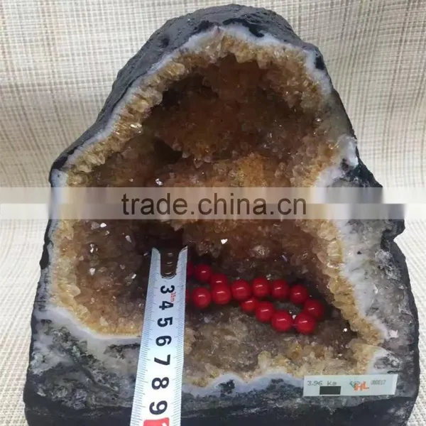 Natural Rock Crystal Citrine Geodes Ornament For Sale photo-3