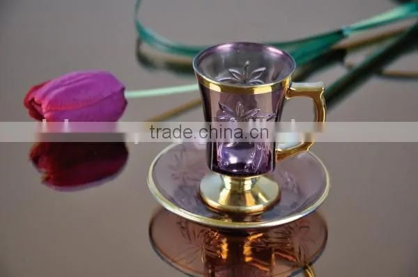 Glass Golden/silver/copper Plated Cup Saucer Set photo-2