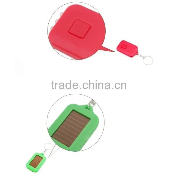 New Fashion Mixed Color Solar Portable LED Light Keychain / Mini Flashlight Key Ring Survial Gadget 3 LED photo-5