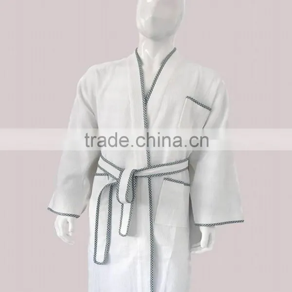 Hotel Waffle Bathrobe Cotton Bathrobe With Border Robe
