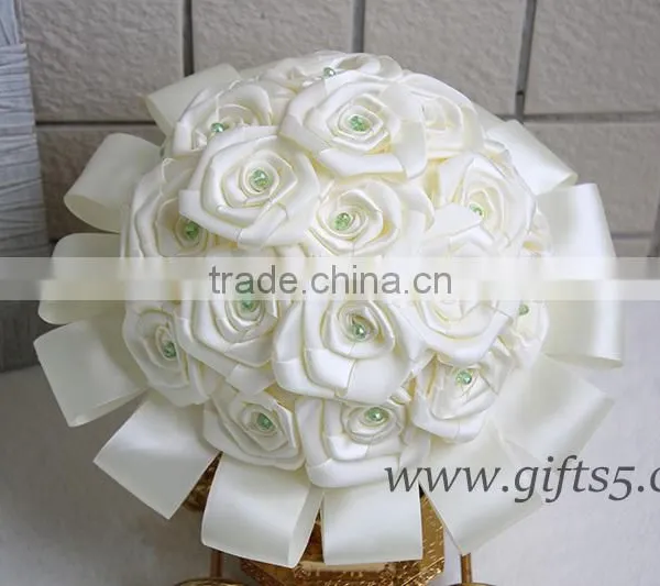 2016 Latest Handmade Wedding Flower Bouquet With Crystals photo-2