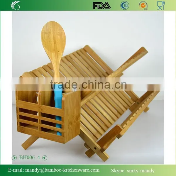 BH006 Foldable Bamboo Dish Rack, Bamboo Kitchenwares Rack photo-5