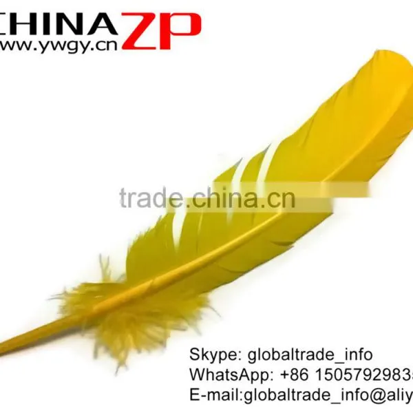 ZPDECOR Crafts Factory Wholesale Plumes Cheap Dyed Yellow Solid Color Turkey Feathers for Fashion Show photo-3