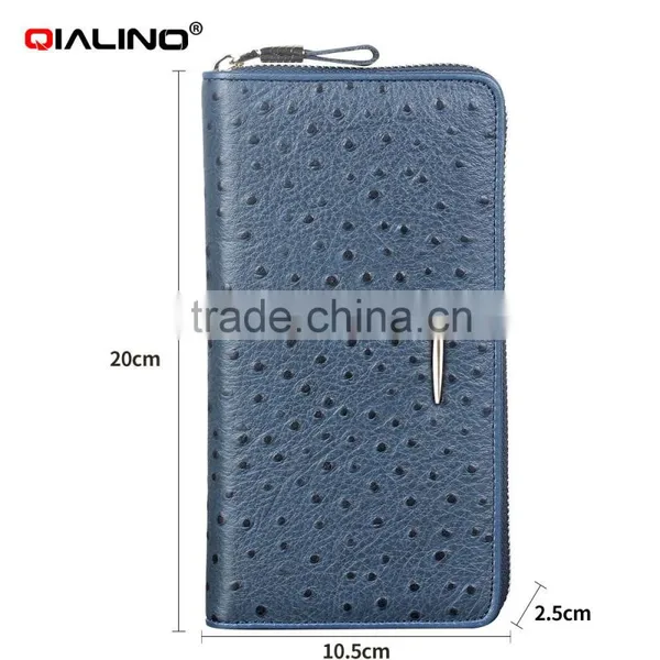 QIALINO New Long Wallet Luxury Ostrich Leather Branded Women Wallet Handbag photo-5