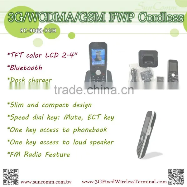 FCC SC-397-GH3G 3G WCDMA GSM Fixed Wireless Phone Cordless With Bluetooth, Color TFT LCD 2.4", Dock Power Charger photo-6