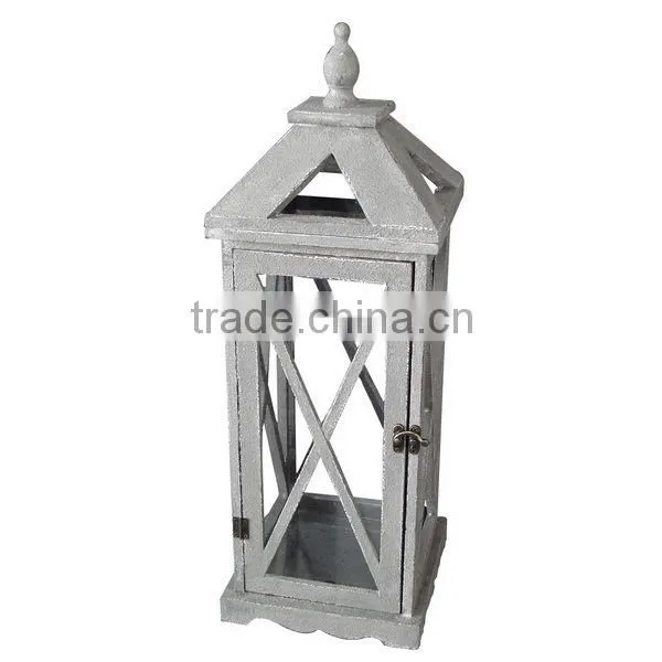 Grey Color Antique Wooden Candle Holder photo-2