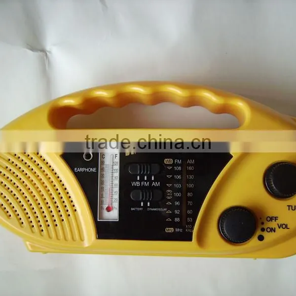 Solar Dynamo Radio With LED Torch and Cell Phone Charger and Thermometer