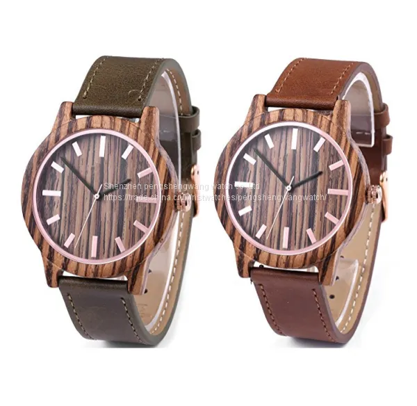 Watch Factory 2017 Luxury Leather Strap Wood Watch Colorful Dial Wood Watch for Lady photo-3