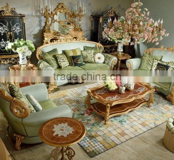 Rococo Palace Wooden Hand Carved Gold Leaf Upholstery Bedroom Set/European Bedroom Furniture(MOQ=1 SET) photo-4