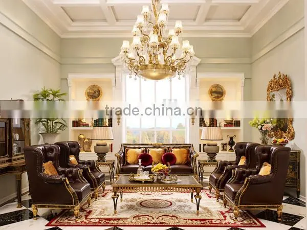 Vintage Living Room Sofa Set, Exquisite Hand Painting Wooden Sofa, Classic Button Tufted Chesterfield Sofa Couch Set photo-3