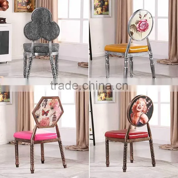 Quality European Antique Metal Upholstered Dining Chair QL-T851 photo-5