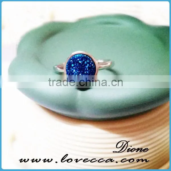 Natural Druzy Gemstone Cluster 925 Sterling Handmade Silver 8mm Ring photo-2