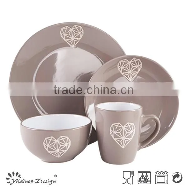 China Ceramic Diamond Heart Emboss Dinnerware Set photo-2