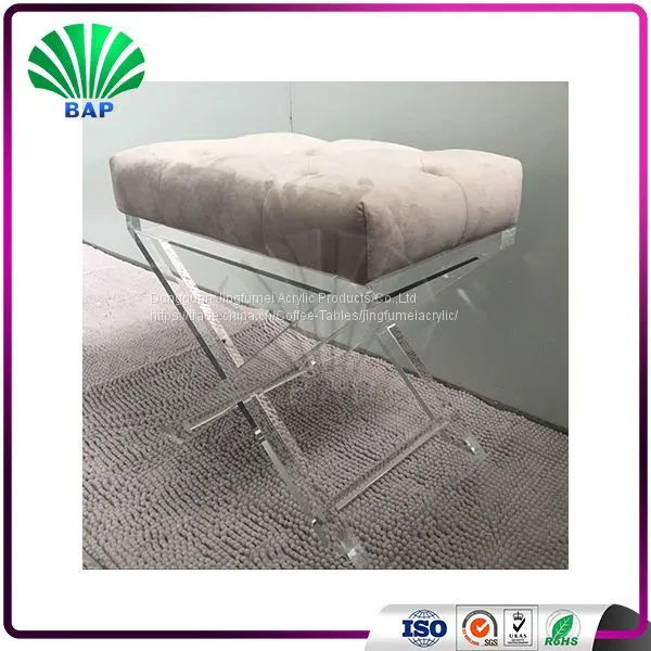 High Quality Stool Chair Soft Cushion Piano Stool X-Shape Transparent Acrylic Stool Legs photo-2