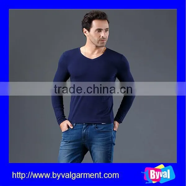 Muscle Men Close-fitting Plain Black Blank T-shirt V Neck And Long Sleeve T-shirts for Men