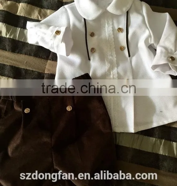 Baby Boys Posh Clothing Children White Chevron Shirts And Pants Outfit Baptism Sets photo-2