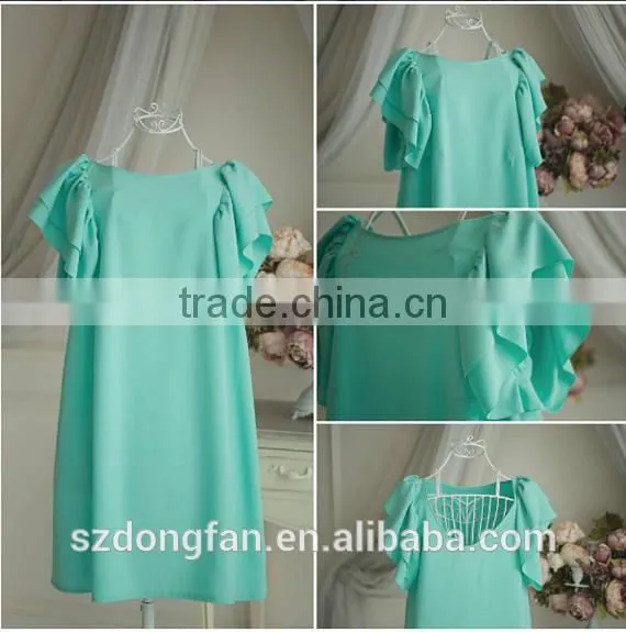 Mint Mother Daughter Matching Dress Chiffon Bridesmaid Dress Backless Summer Dresses photo-3