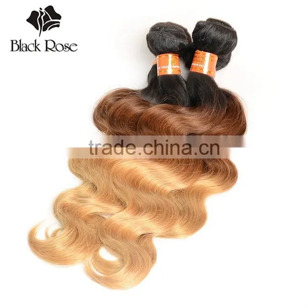 1b/4/27# Body Wave Virgin Brazilian Brown Hair With Blonde Highlights photo-4