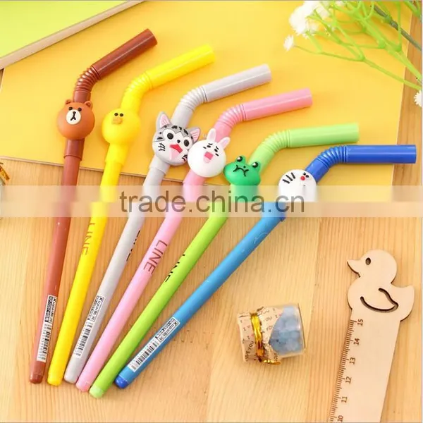 Cute Novel Cartoon Animal Pipe Sucker Shape Promotional Gel Pen for School Kids photo-3
