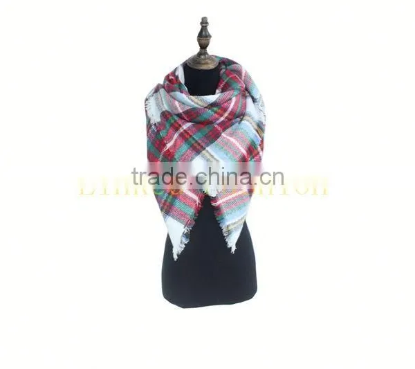 Women's Oversized Wool Blanket Tartan Scarf Shawl Stole Plaid Checked Pashmina