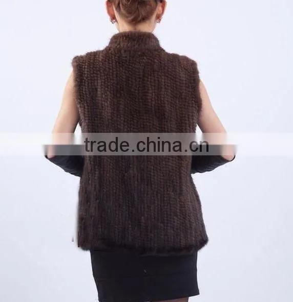 YR691 Ladies Fashion Luxury Style Best Quality Real Mink Knitted Vests photo-3