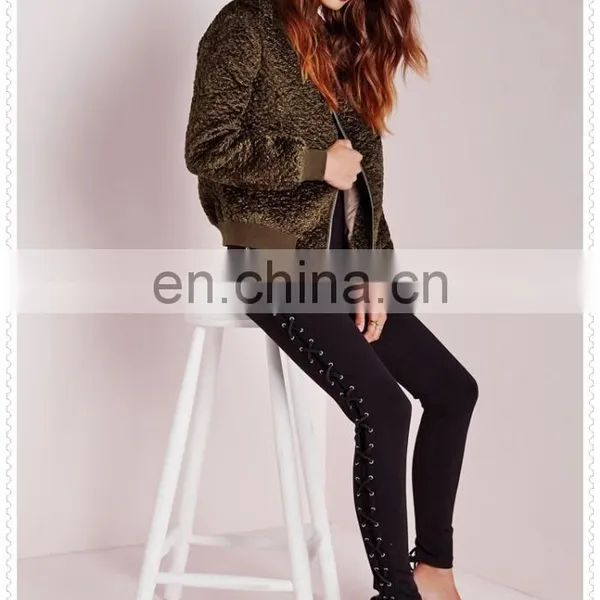Custom Luxe Khaki Wool Bomber Jacket Winter Wholesale Low Price OEM photo-2