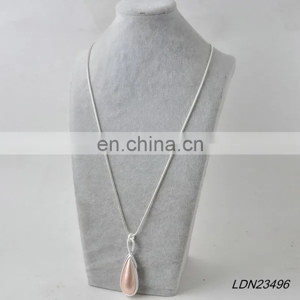 Mixed Color Metal Necklace Teardrop Pendant photo-4