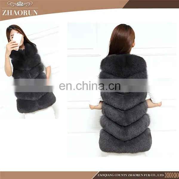 2016 Fashion Long Type Real Fur Coat Dyed Fox FurJacket /Fox Fur Vest For Lady photo-2