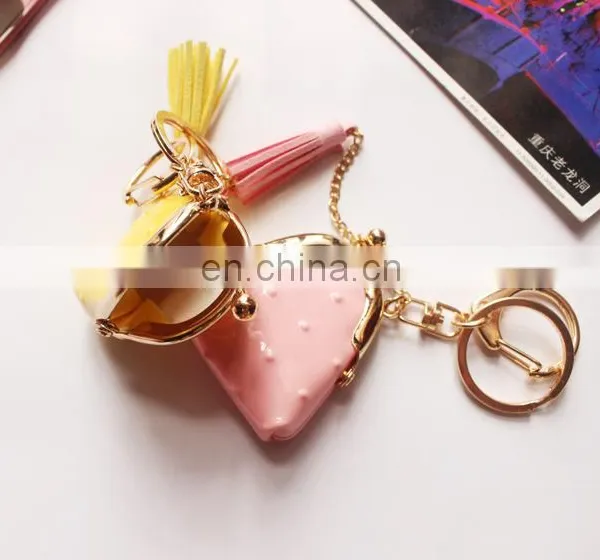 Color PU Creative Leather Small Wallet Keychain Bags Ornaments Tasseldecoration photo-3