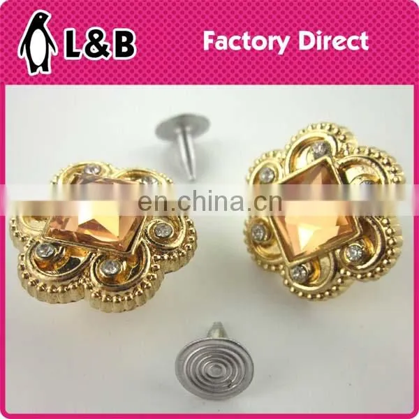 Latest Design Custom Made Jeans Button Alloy Material Gold Jeans Button With Stone photo-4
