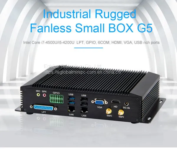 EGLOBAL I5 Industrial pc for POS Sysytem G5 Core i7 4500U Fanless 6*COM, 1*LPT, 1*GPIO, Dual Lan 4K Support