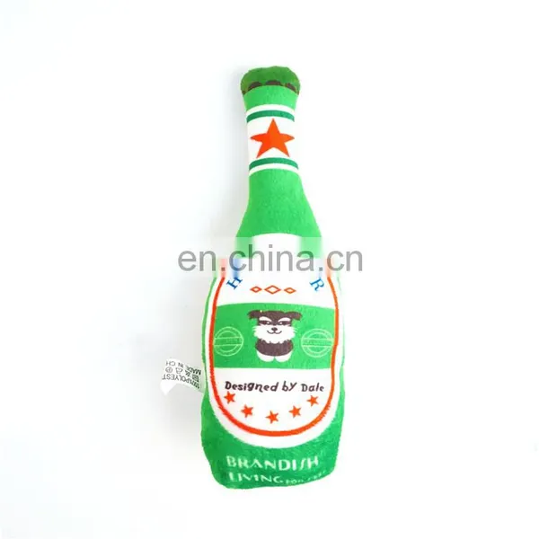 Custom Pet Plush Toy Beer Vodka Bottle Squeaker Dog Chew Toy Beer photo-2