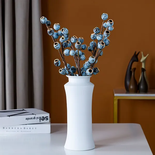 Tall Morandi White Hand Made Fashion Elegant Ceramic Flower Vase For Showroom Decor photo-3