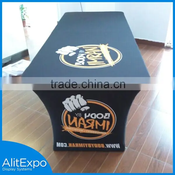 Best Alibabab Manufacturing Smart Design Custom Full Color Printing 6ft 8ft Trade Show Fabric Table Cloth photo-3
