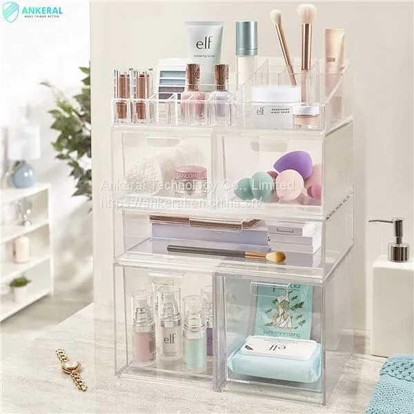 2021 Best Selling High Quality Clear Acrylic Cosmetic Drawer Box Makeup Jewelry Organizer Box photo-2