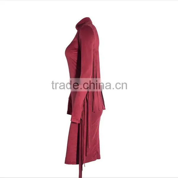 Woman Fashion Dress Personality Tassel Bandage Dress Long Sleeve Evening Dress photo-3