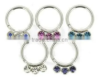 Circle CZ 316L Surgical Steel Septum Clicker Nose Piercing Body Jewelry