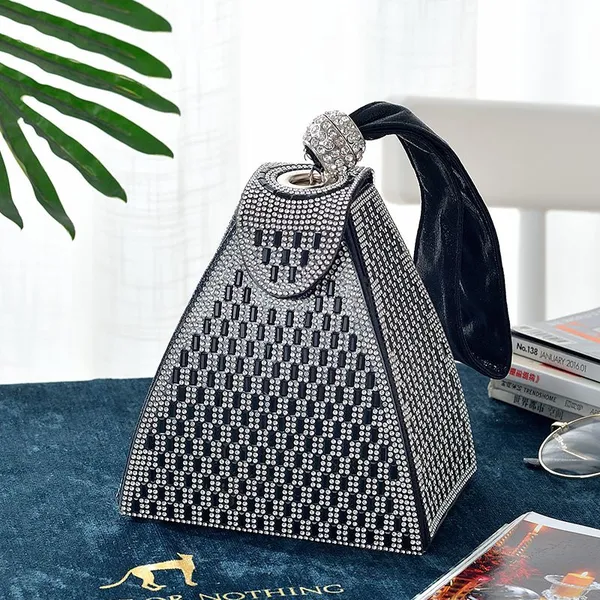 Triangle Handheld Diamond Handbag Banquet Bag Women's Versatile Evening Clutch Bag For Party Banquet Dinner Cheongsam photo-5